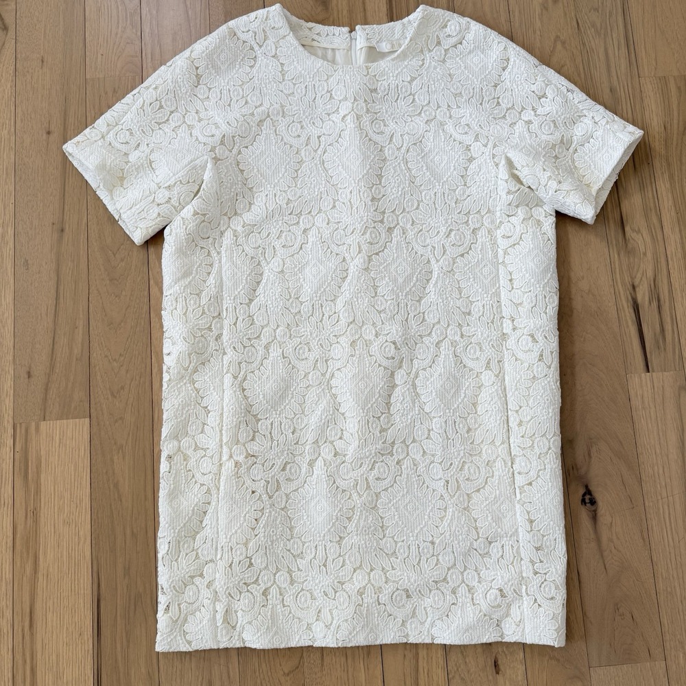 Chloe France Milk White Lace Shift dress 42‎ US 10 wedding bridal cocktail